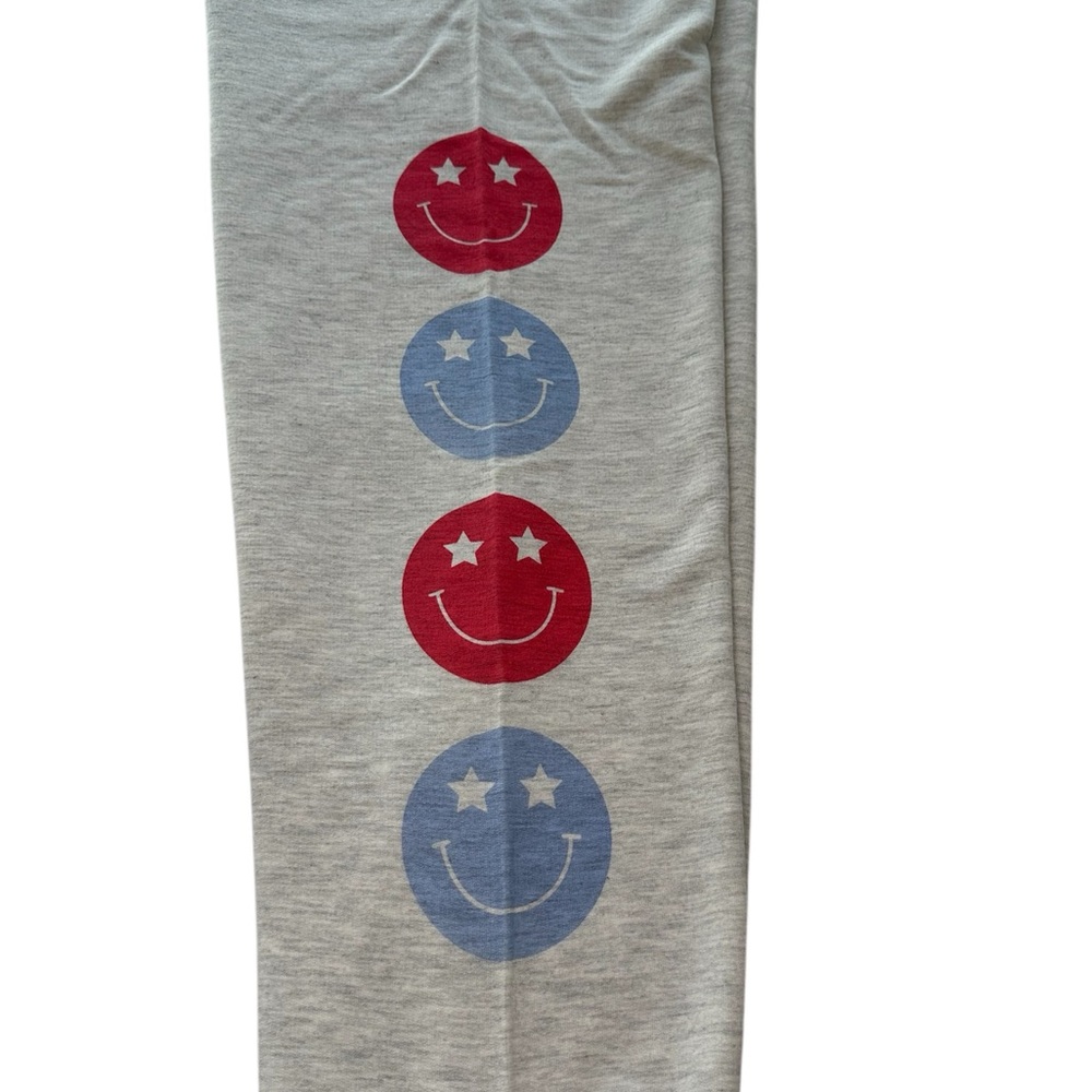 PJ Savage Banded Lounge Jogger Pants Smile Emoji Gray NWT Women’s Size Medium - Picture 3 of 11
